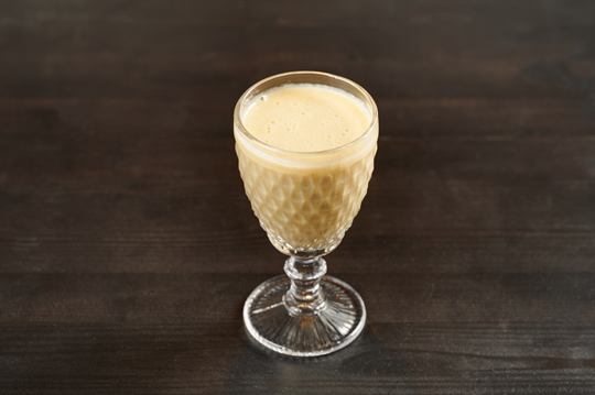 Mango lassi in crystal glass